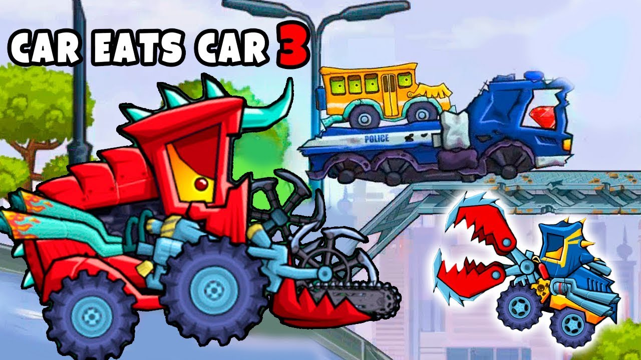 Car Eats Car 3 Конвой похитил Хищные Тачки - Комбайн и Архивер спасают  друзей в игре про машинки