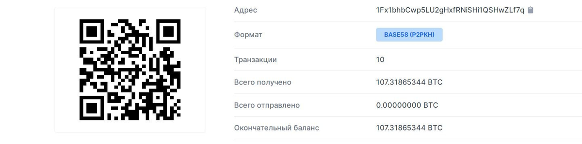 Информация о bitcoin-кошельке хакера. Источник: blockchain.com 