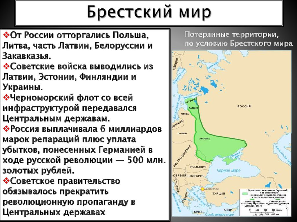 Брест литовский мир карта