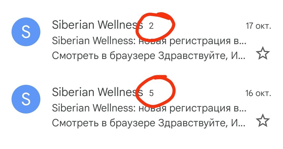 Цифры означают количество писем-уведомлений о регистрации в команду. 