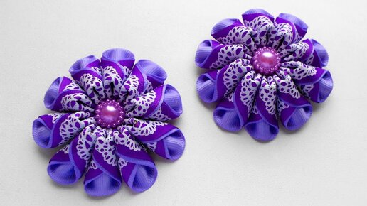 🌺 Цветок Канзаши Мастер класс Своими руками Flower Kanzashi Master Class hand made