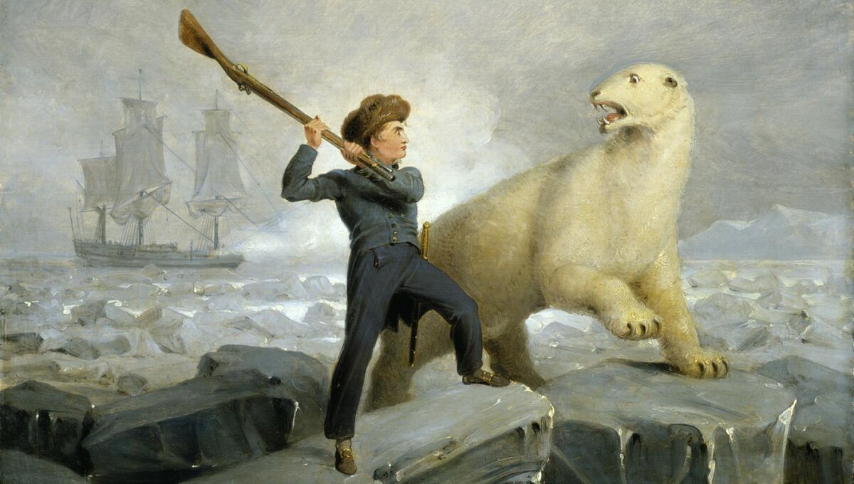 Горацио Нельсон и белый медведь. Весталл Ричард, 1809. Источник: commons.wikimedia.org
