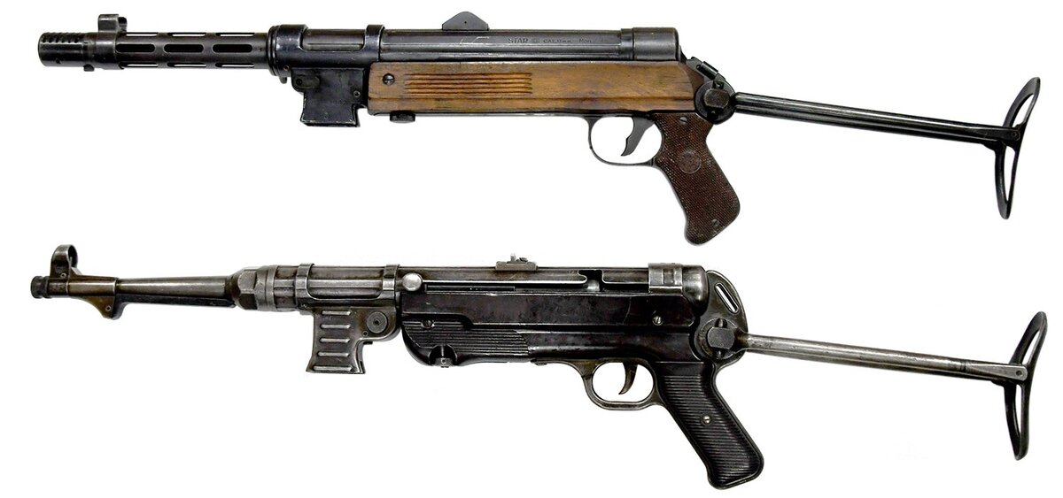 Пистолеты-пулеметы Z-45 (вверху) и МП-40 (внизу).