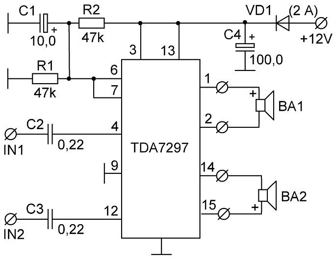 Tda7297 характеристики схема подключения