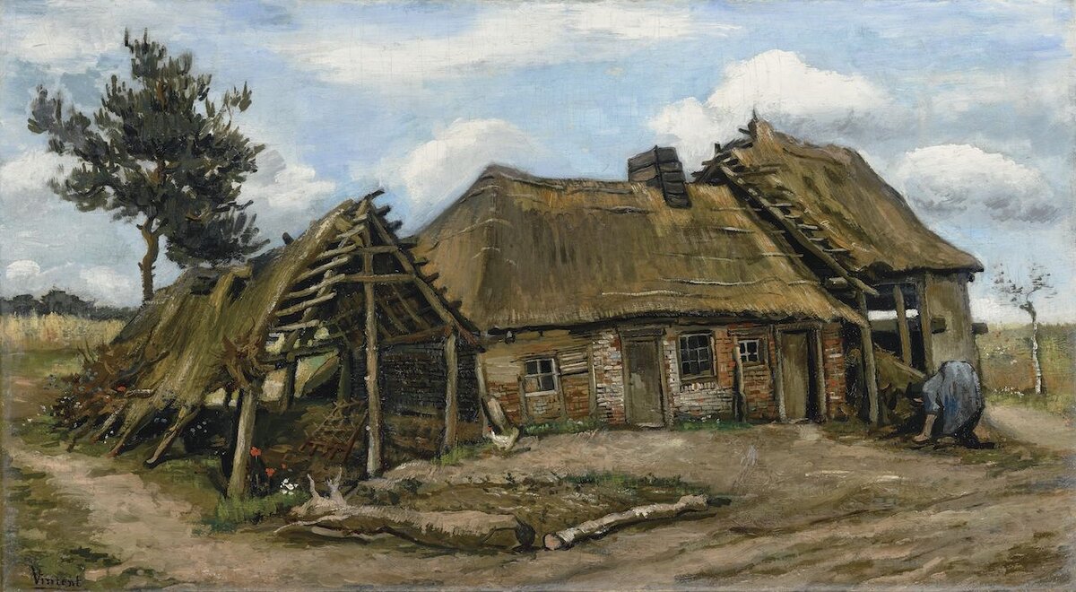 Винсент Ван Гог. Крестьянка перед фермерским домом. 1885. Холст, масло. 62×113 см. Частная коллекция