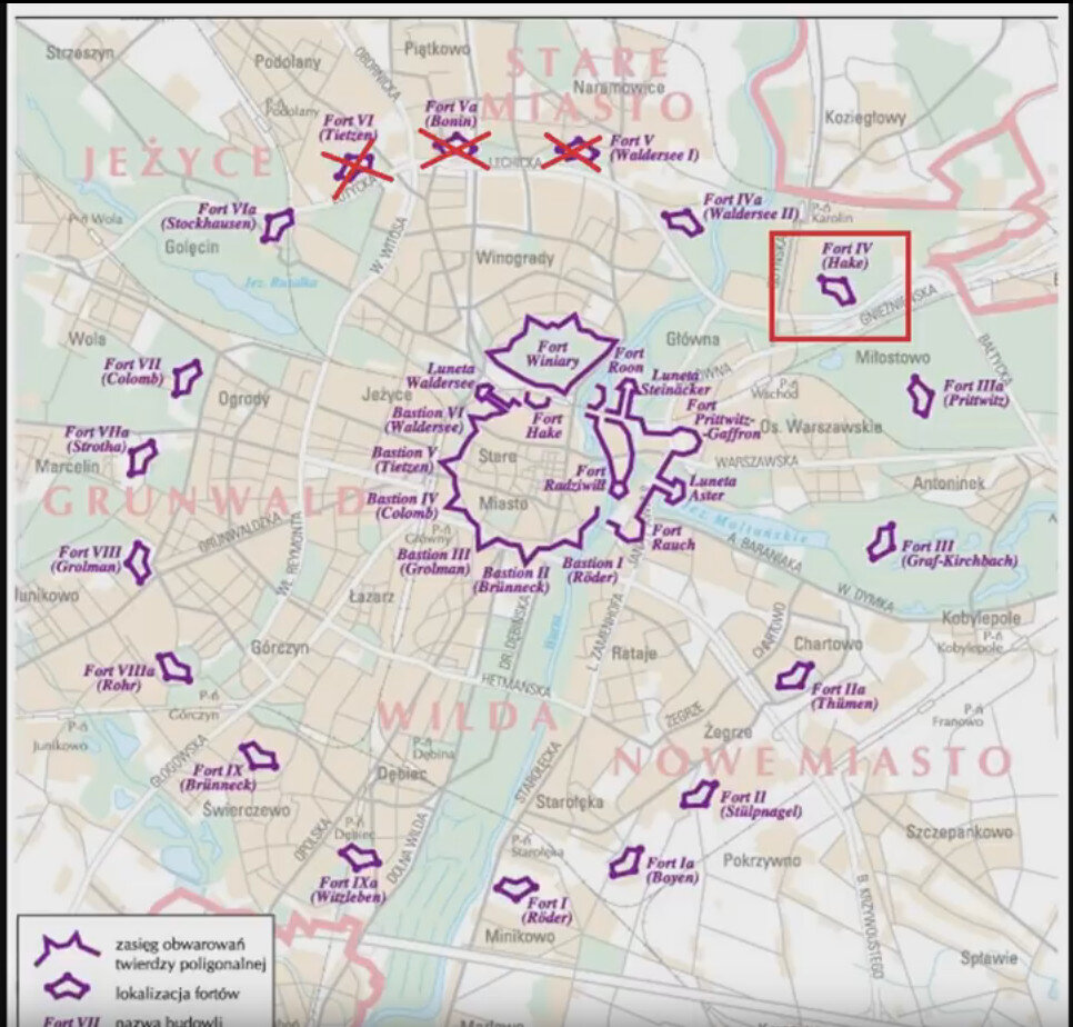 Схема расположения фортов вокруг Познани. 