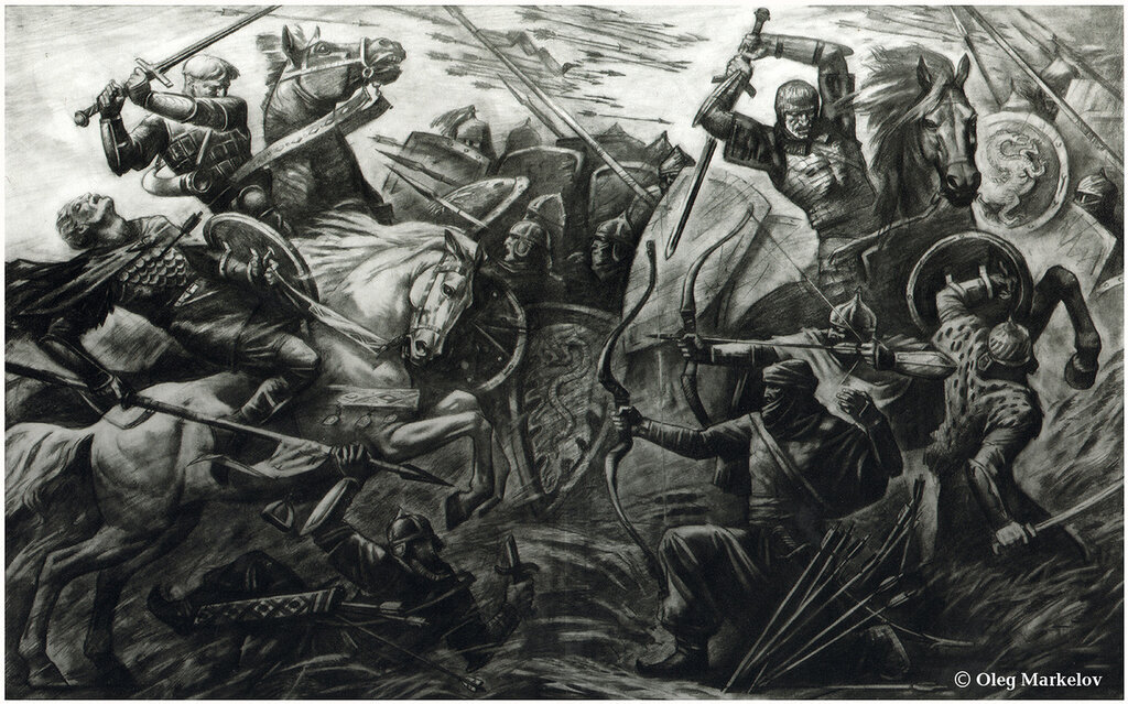 О . Маркелов  " Битва русов с хазарами "
