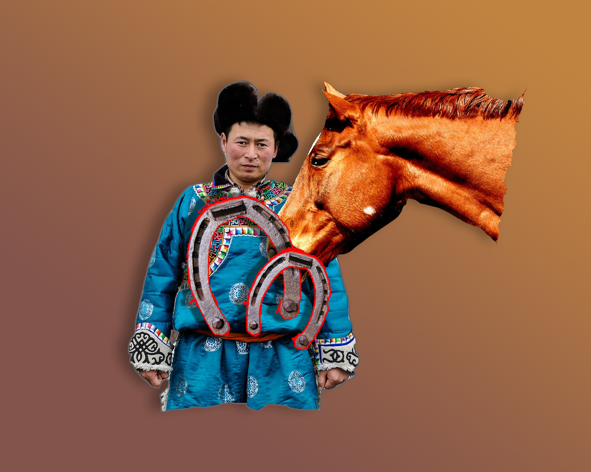 не подкованная лошадь.