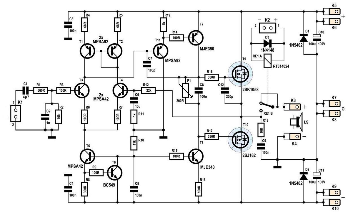 Принципиальная схема усилителя