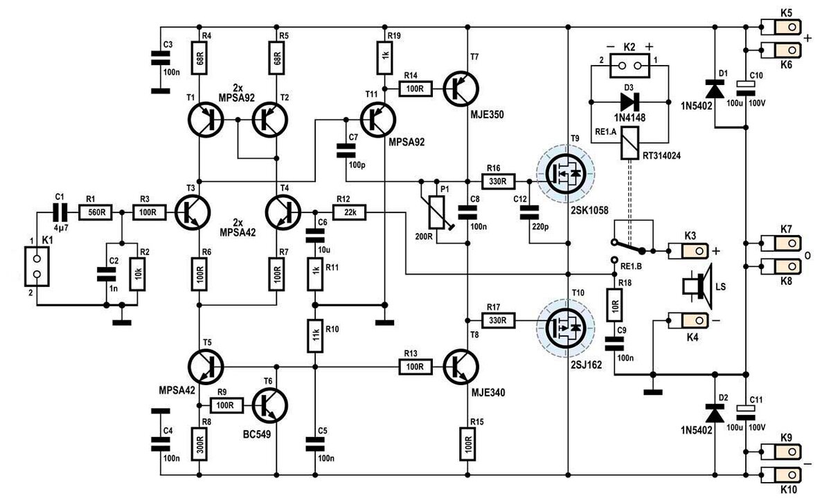 Схема усилителя для активных колонок | Radio-любитель | Дзен