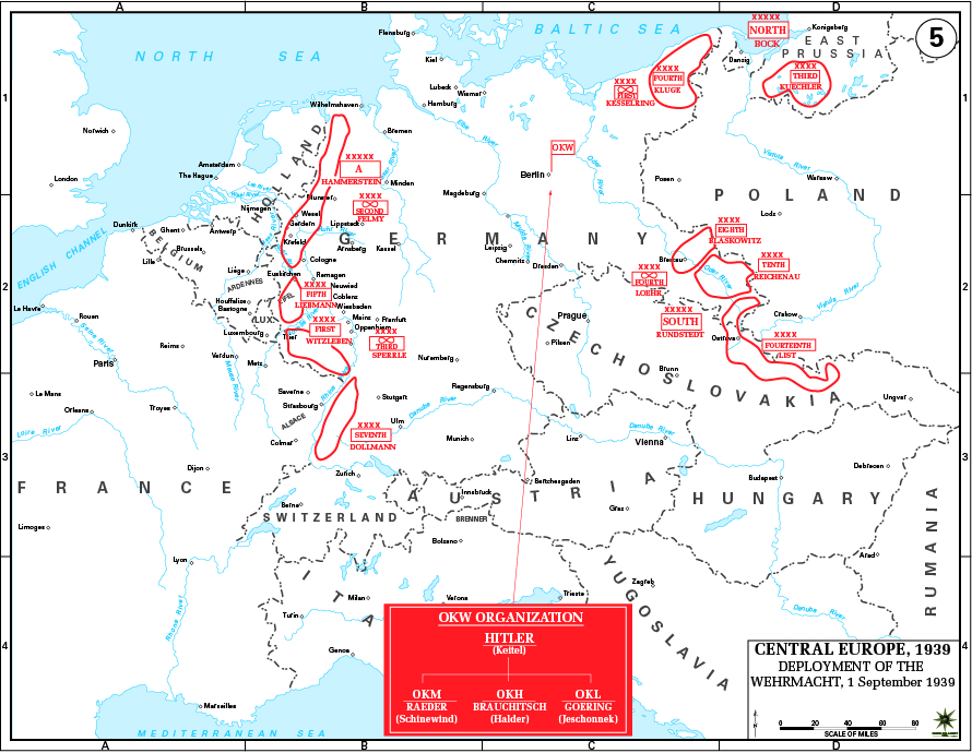 Расположение немецких войск на 1-е сентября 1939, источник - https://www.westpoint.edu/academics/academic-departments/history/world-war-two-europe