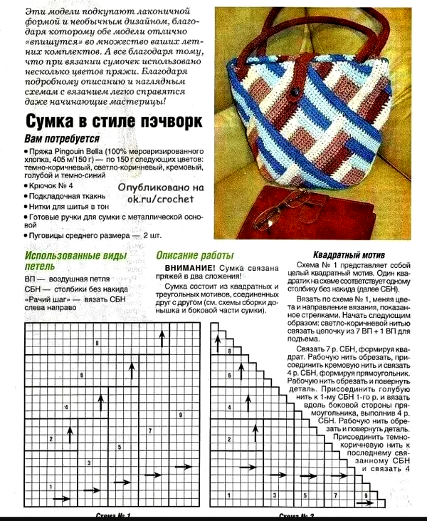 Рисунок спицами для сумки