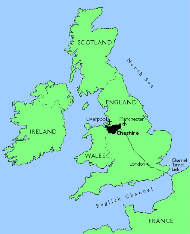 Графство Чешир на карте