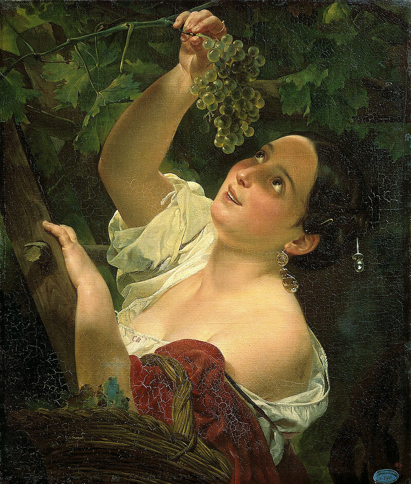 Карл Брюллов. Итальянка, собирающая виноград (Итальянский полдень). 1823. Источник: https://commons.wikimedia.org/wiki/Category:Italian_Midday_(Briullov)