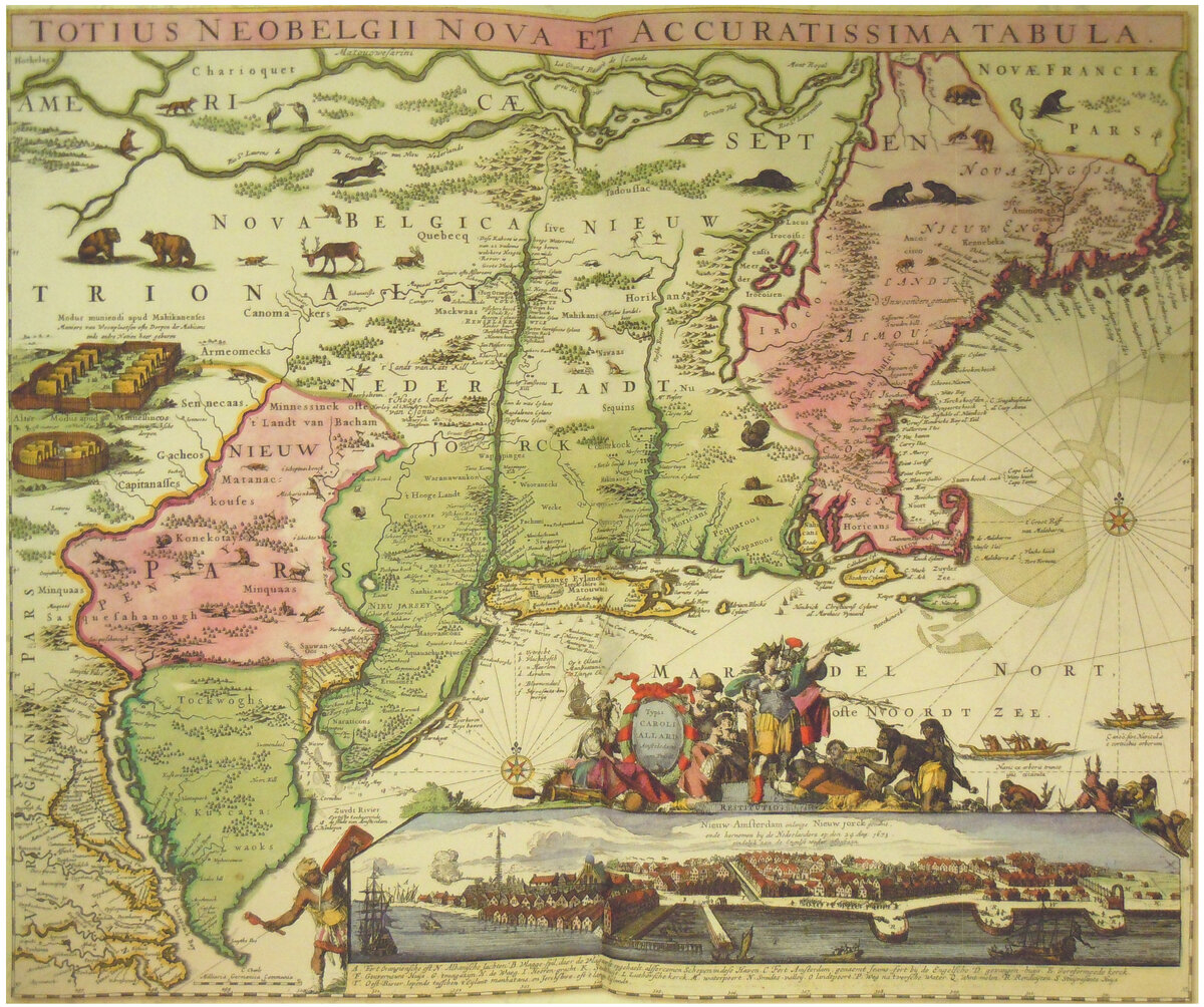 Карта североамериканских колоний XVII века. Переснял страницу календаря. Смотреть надо с увеличением, открыв в отдельной вкладке.
