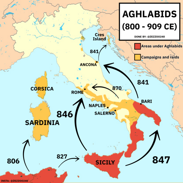 846 год. Аглабиды на карте. Странокарты. Аглабиды. PM Map.