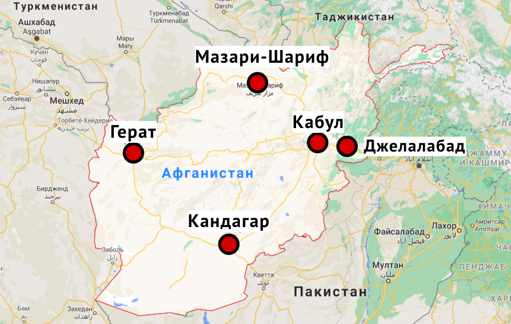 Герат на современной карте. Из открытых источников