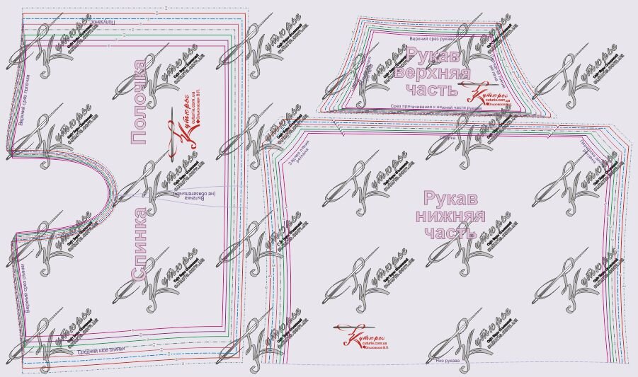 Выкройки рукава, спинки и полочки для отрезного платья
