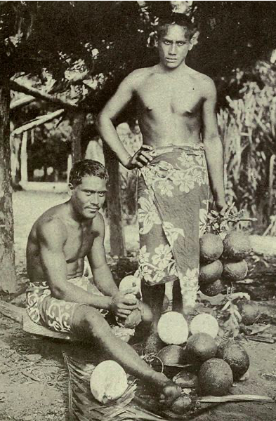 Таитяне и хлебное дерево. Ч.Килер "Золотистый Таити" 1902 г.