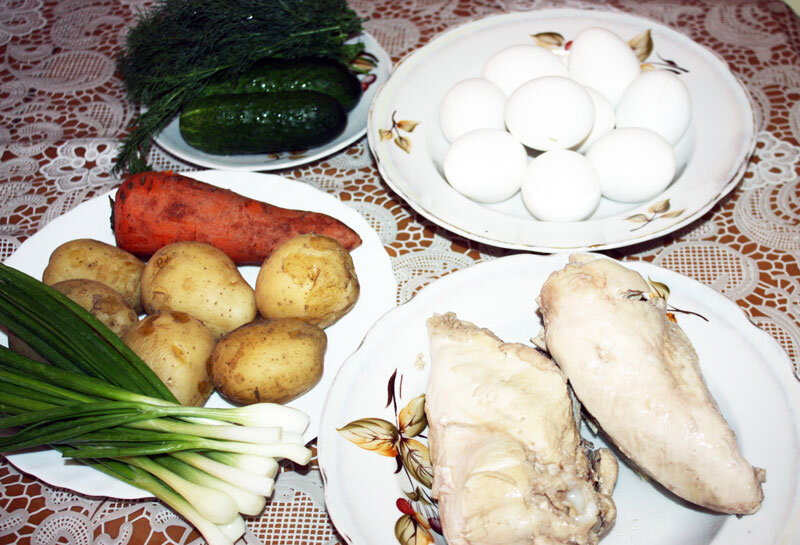 Продукты для приготовления окрошки