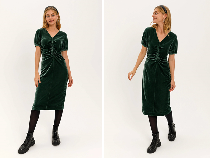 Бархатное платье с драпировкой Sela, арт. 12215739