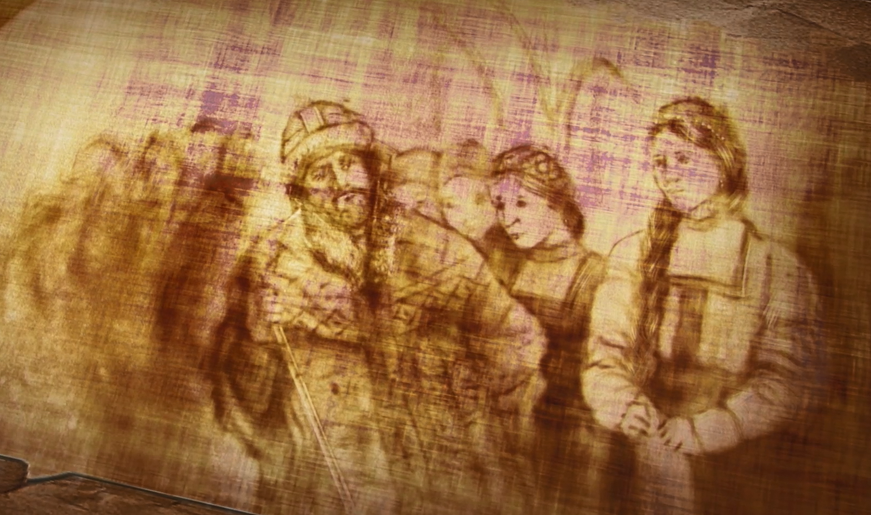 Царь Михаил Романов и его избранница Мария Хлопова. Рисунок песком. 