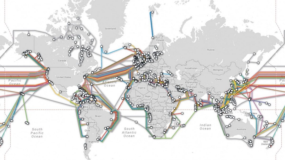 Карта интернет кабелей мира