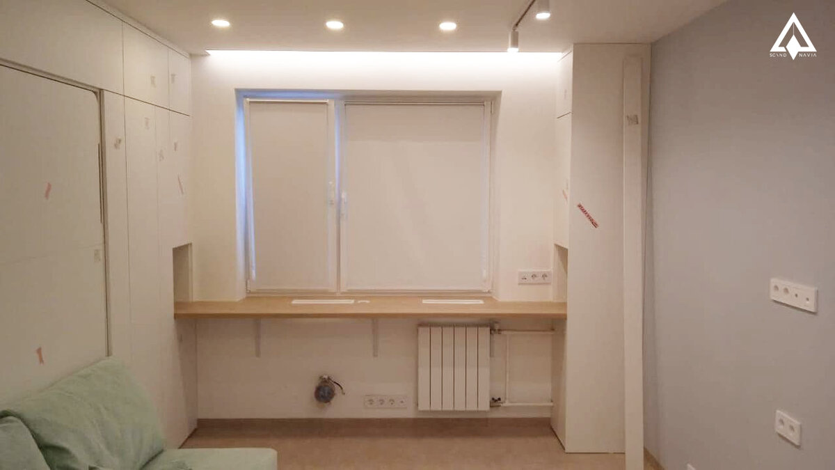 Все фото проекта можно посмотреть в галерее. Шкаф-кровать трансформер с диваном на заказ.