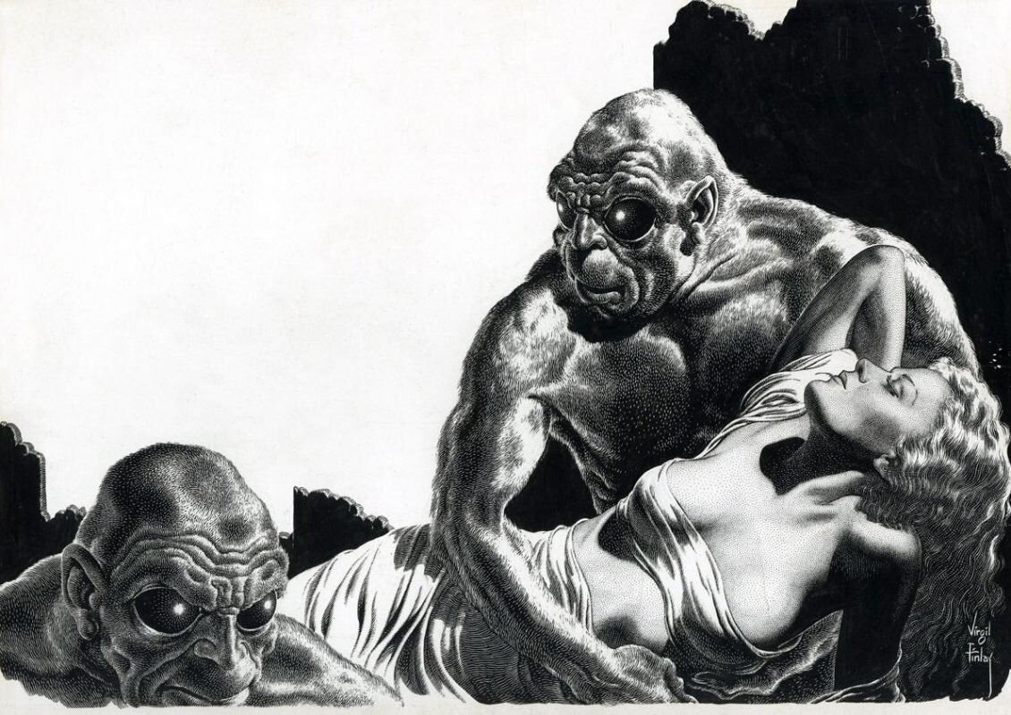 Морлоки-то ладно, но элоев такими вы вряд ли себе представляли. Художник Virgil Finlay (1950)