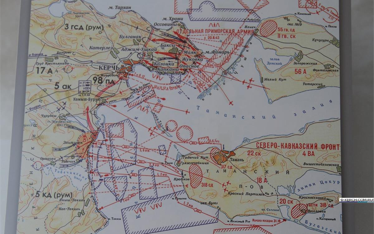 Карта Керченско - Эльтингенской операции 31 октября — 11 декабря 1943 года. Фото взято из открытых источников.