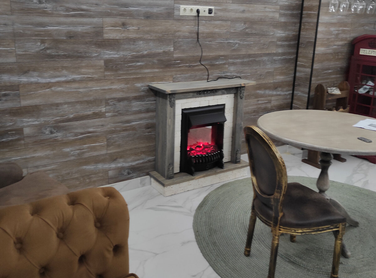 Электрический камин с порталом Wood-lab "Серый с декором"