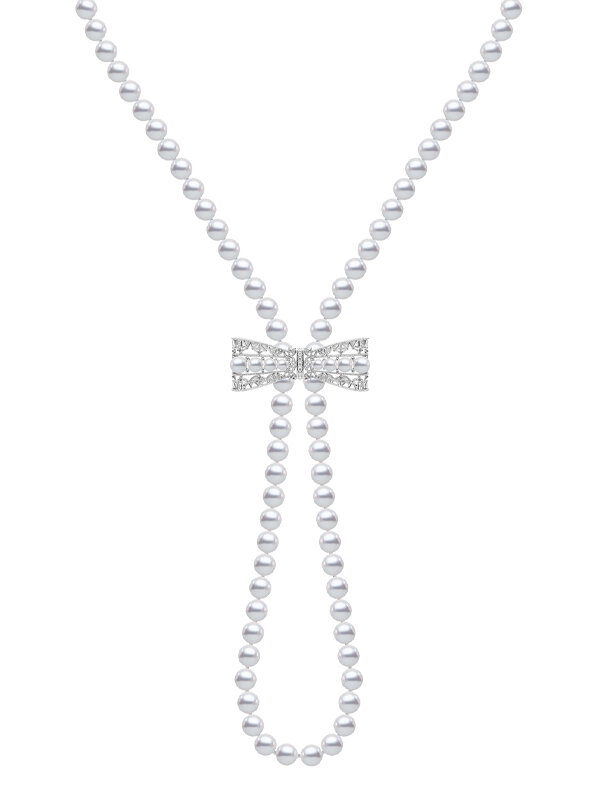 Комплект Mikimoto Ribbon из белого золота с бриллиантами и жемчугом