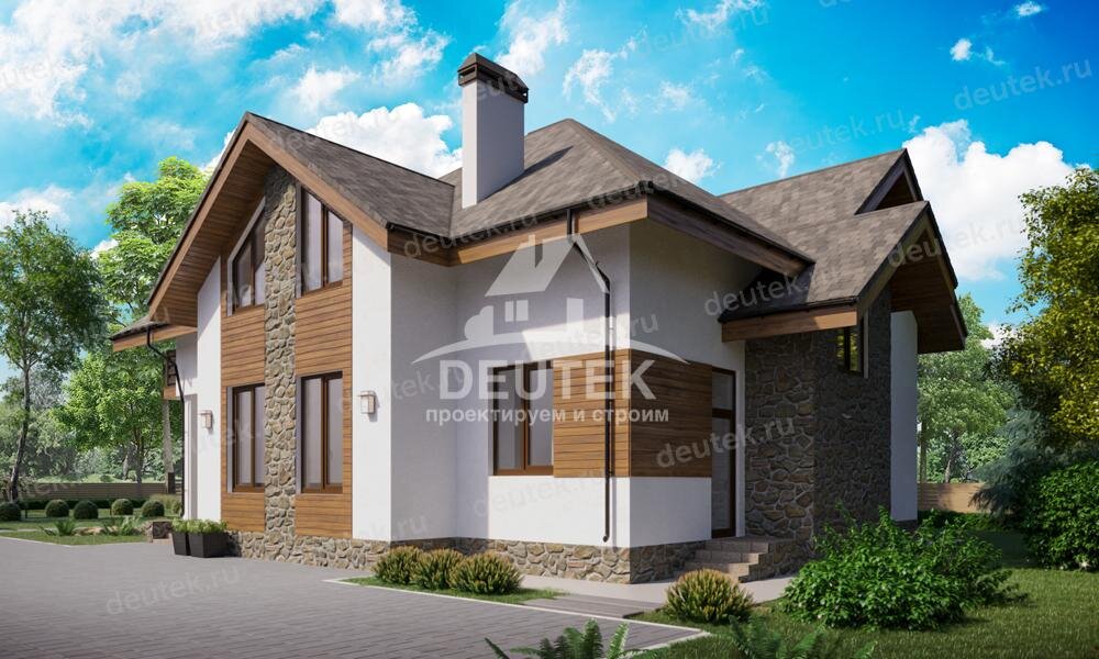 Проект двухэтажного дома 263 м2 с балконом и террасой - LK-145