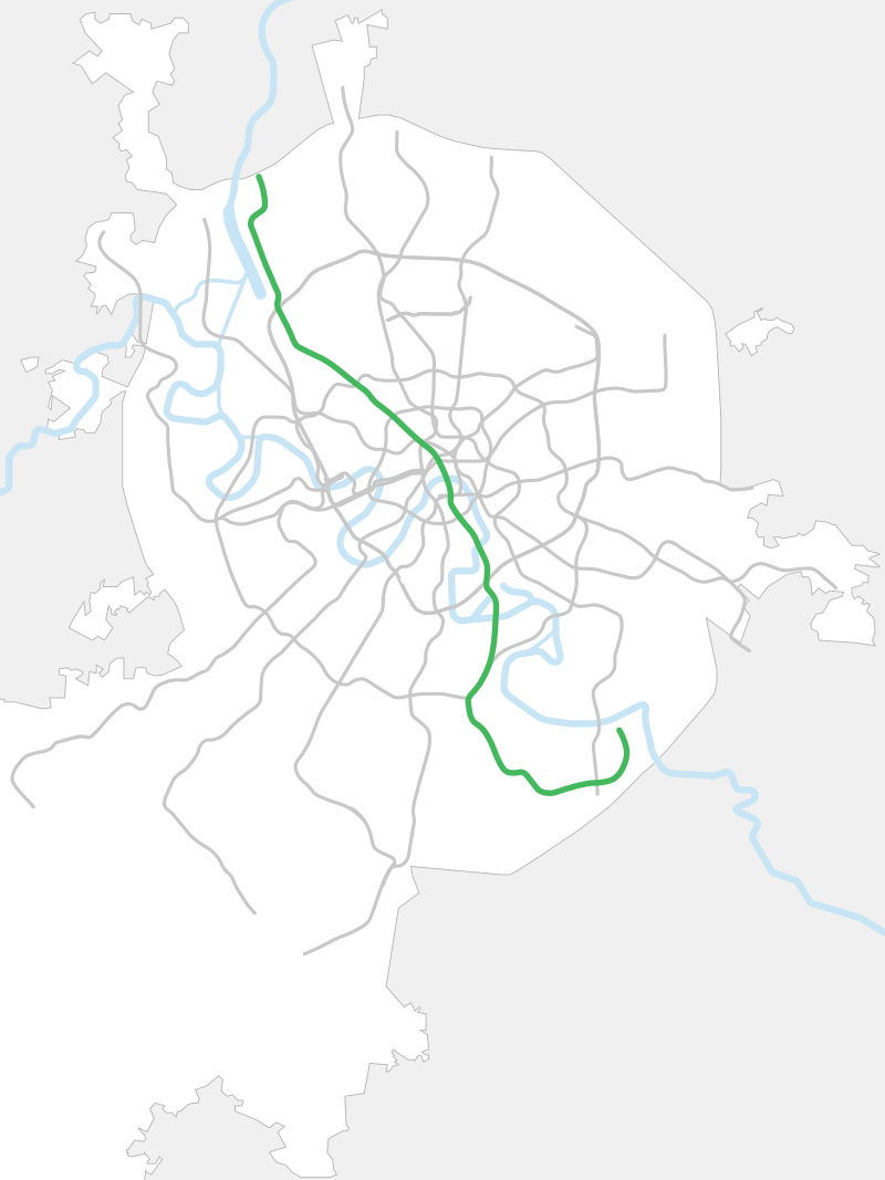 Трассировка Замоскворецкой линии на карте Москвы. Взято отсюда: https://ru.wikipedia.org.