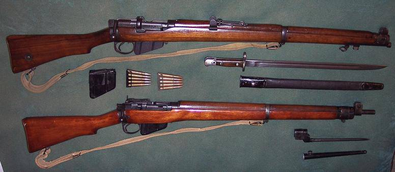 «Ли-Энфильд» периода Первой мировой войны и и винтовка, применявшаяся в годы Второй мировой войны .