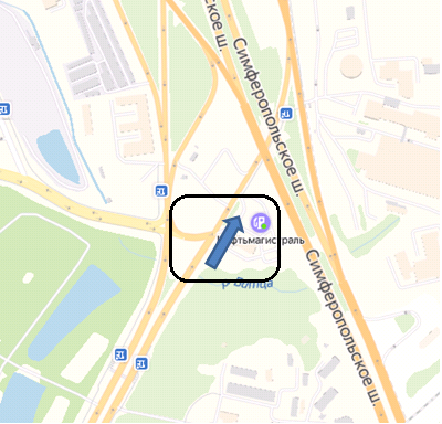 взято с Яндекс.карт.  Стрелкой указано движение из области.