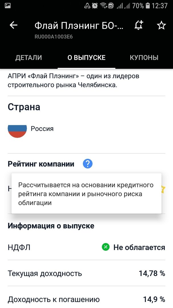 При вложении денег сегодня текущая доходность к погашению 14,78% годовых.