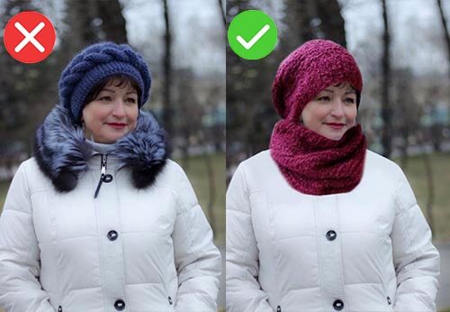 ФОТО 2. Воротник из меха и "возрастная" шапка состарили женщину!