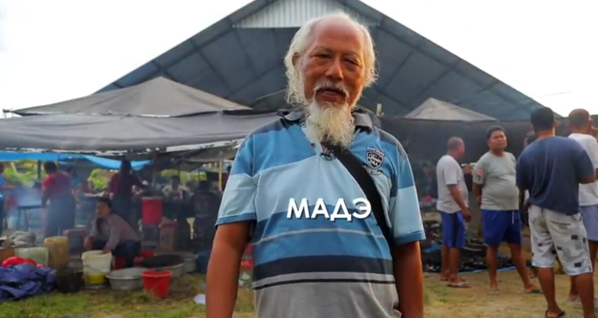 Мадэ, пенсионер, застуканный Жанной на петушином бое 