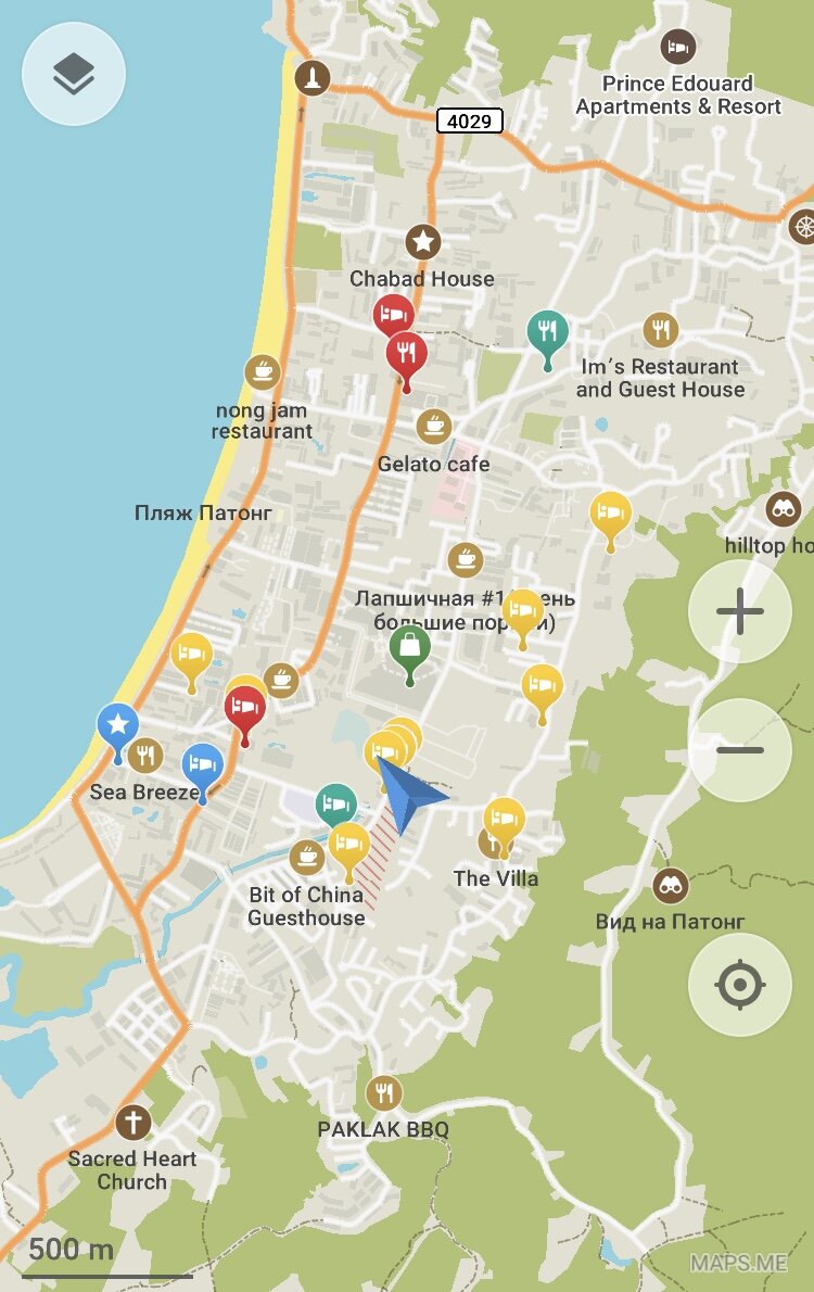 Карта Патонга. Приложение maps me. 