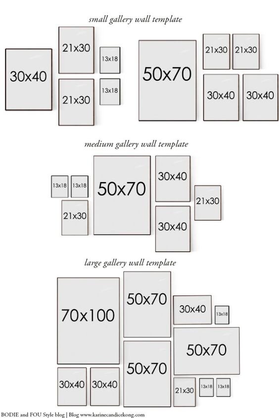 Пример размещения рамок группами.  Источник фото: http://classicpostercollector.com