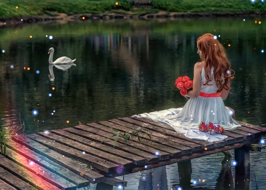 Фото обработано в avatan.ru. Марина пришла на берег реки что бы попрощаться с Катей. Больше ей не нужно было о ней беспокоится