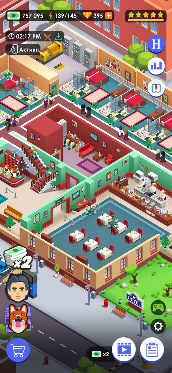 Постройте империю с нуля и станьте лучшим гостиничным магнатом.

Создайте гостиничную империю и станьте туристическим магнатом!

Вы готовы разбогатеть, встав во главе своей собственной сети отелей?

Начните с небольшого отеля и поднимитесь на самую вершину, превратив свое скромное заведение в пятизвездочный курорт.

Не упускайте ни одной детали, чтобы ваш бизнес расцвел: делайте номера больше, а мебель и декор — роскошней, предлагайте дополнительные удобства и услуги и обеспечьте гостям лучший отдых.

Обустраивайте отели разных видов и аккуратно распоряжайтесь доходами, чтобы ваша империя продолжала расти. Нанимайте лучших сотрудников, которые будут работать эффективней всего.

Станьте самым приветливым хозяином, обустраивайте помещения, предлагайте гостям вкусные блюда и напитки, улучшайте бассейн, следите за чистотой в номерах и создавайте атмосферу уюта. Не упускайте время, когда вас не будет в игре: инвестируйте накопления, придумав настоящую бизнес-стратегию.

Эффективно распоряжайтесь персоналом: нанимайте спасателей для бассейна, шоферов и массажистов для VIP-клиентов, швейцаров, поваров и барменов, ремонтников и уборщиков. Принимайте расчетливые деловые решения и создайте в своей империи мощную рабочую силу, которая поможет вам вырасти.

Не забудьте про организацию развлечений: откройте курсы по нырянию и лыжному катанию, предлагайте посещения спа и экскурсии по территории отеля. И не забывайте его улучшать: самое внимательное обслуживание, украшенные коридоры, обустроенные зоны отдыха, лучший шведский стол в городе и услуги прачечной.

Начните свой бизнес с небольшого отеля — а потом откройте горный курорт, роскошный пансион, экзотический коттедж или квартирный комплекс. Предлагайте различные виды размещения и самолично обустройте все, начиная со стойки и заканчивая спальнями. Ваши гости не захотят уезжать! Пусть они выбирают между одно-, двух- или трехместными номерами или даже заселятся в президентский.

Если вам нравятся спокойные игры-кликеры, вы получите удовольствие от Hotel Empire Tycoon! Это несложная игра, где вам придется принимать стратегические решения, чтобы построить прибыльный гостиничный бизнес. Расширяйте границы своей империи: начните с небольшого отеля и разблокируйте визуальные улучшения по ходу игры. Превратите свое скромное дело в лучший курорт на свете. Ни один VIP-гость не захочет поселиться в другом месте!