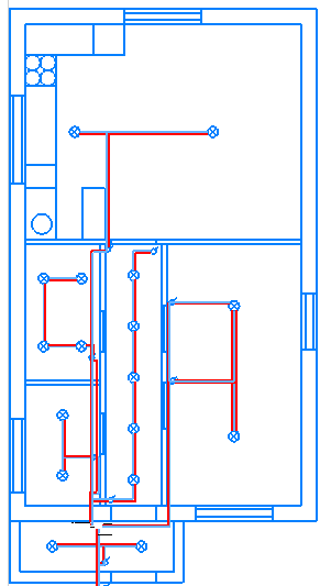 Проект дома,с расставленными светильниками