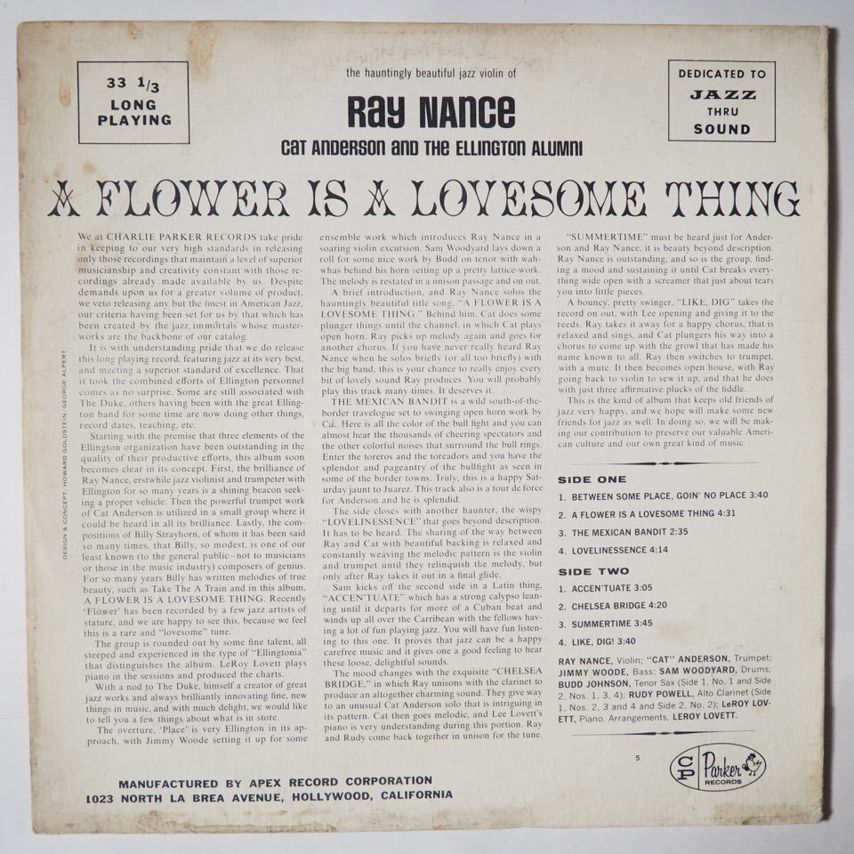 Ray Nance - A Flower Is A Lovesome Thing (Charlie Parker, 1959/1962)