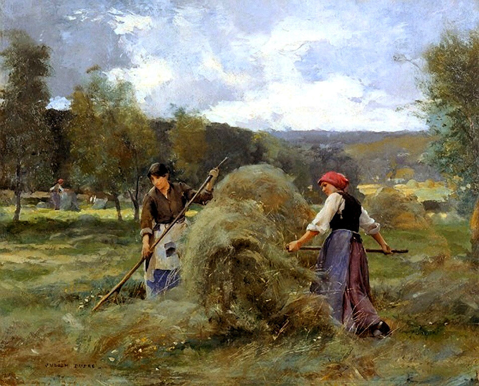 Сенокос в дождь. Жюльен Дюпре (1851-1910). Жюльен Дюпре художник. Жюльен Дюпре Пастушок. Жюльен Дюпре сенокос.