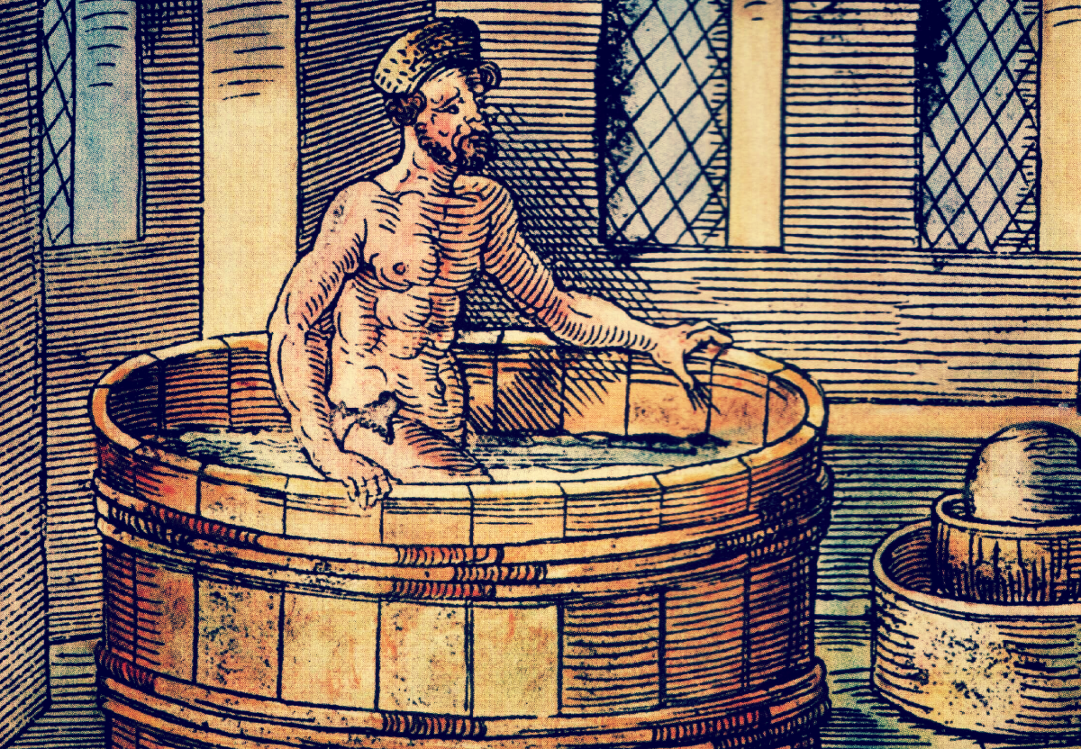 Купание в средневековой ванне.