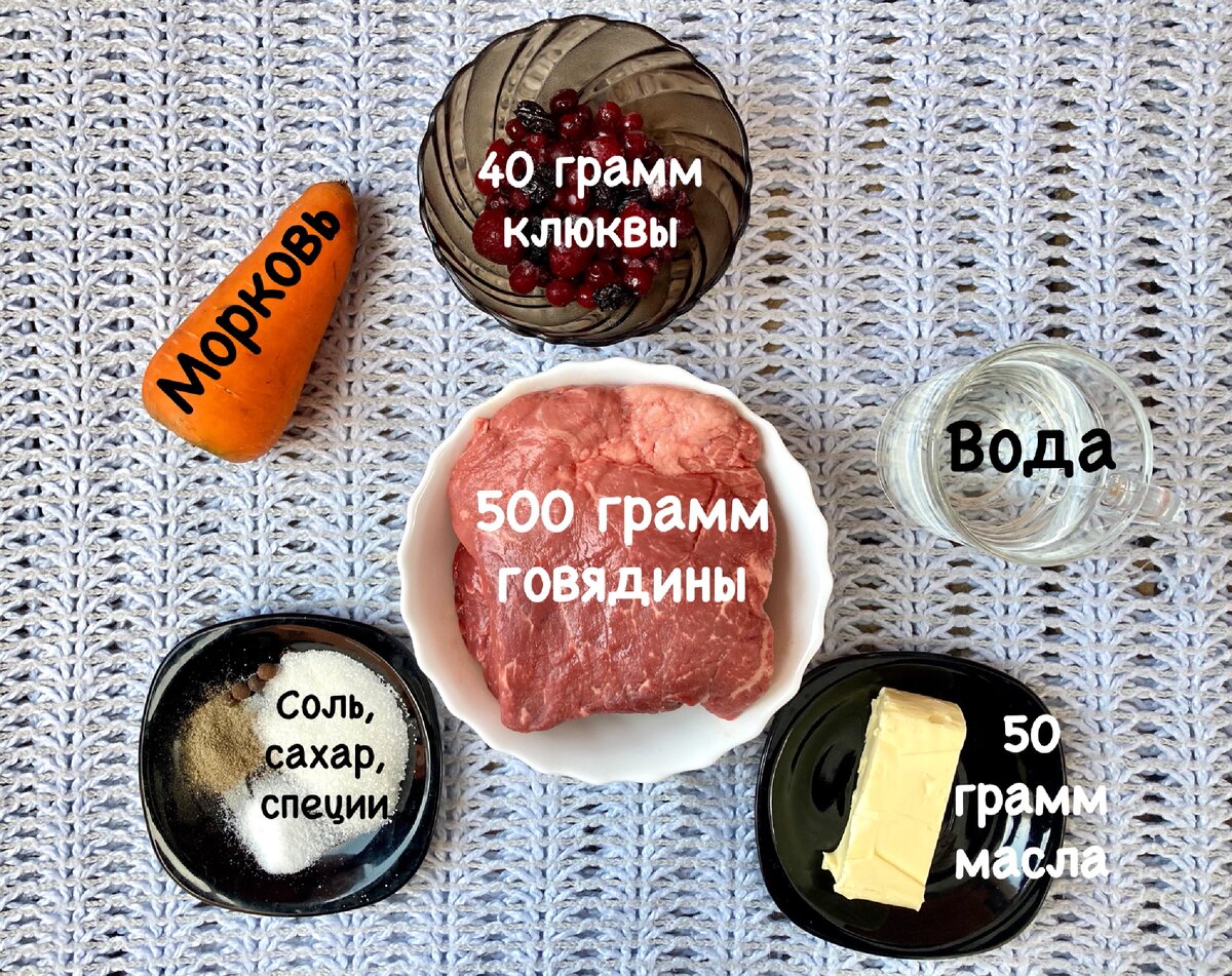 Ингредиенты для говядины с клюквой