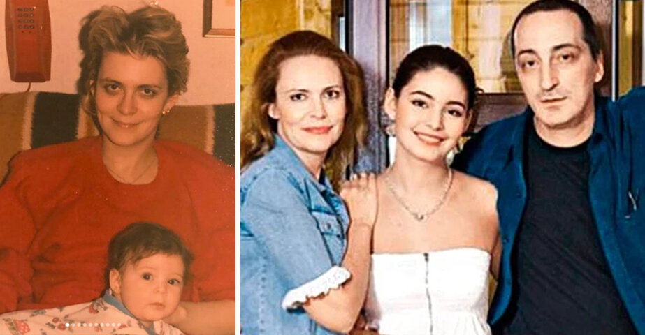 Мария Козакова. Слева в детстве с мамой. Справа с мамой Аленой Яковлевой и отцом Кириллом Козаковым