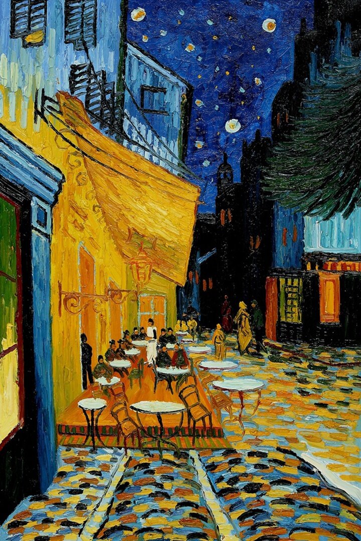 Терраса ночного кафе Плейс ду Форум в Арле (Ночное кафе в Арле). 1888 г.